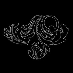 Black vintage baroque ornament, corner. Retro pattern antique style acanthus.