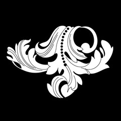 Black vintage baroque ornament, corner. Retro pattern antique style acanthus.