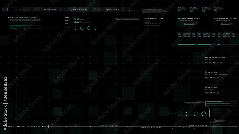 Poster Futuristic graphic user interface head up display screen blank template with digital data telemetry information display for graphic overlay