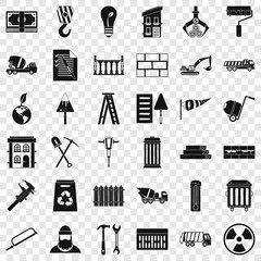 Building work icons set. Simple style of 36 building work vector icons for web for any design