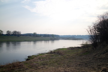 Fototapeta na wymiar landscape, spring river in the morning and evening