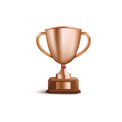 Fototapeta na wymiar Bronze winner award third place cup or champion prize 3d vector isolated on white.