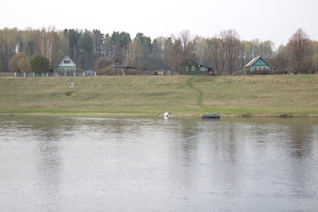 spring river in the evening