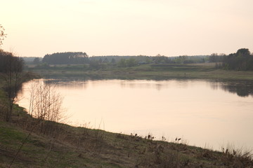 spring river in the evening