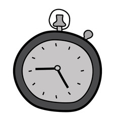 Clock doodle icon isolated on white background.