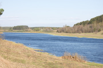landscape, spring river in the morning