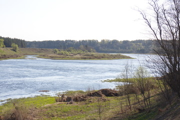 Fototapeta premium landscape, spring river in the morning