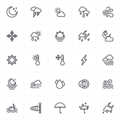 Vector illustration of weather icons set in flat style.
