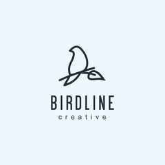 bird logo designs vintage retro line outline monoline art icon  vector illustration