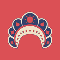 Vector kokoshnik in modern flat style on light background. Poster with kokoshnik 