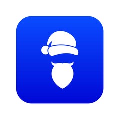 Santa Claus hat and beard icon digital blue for any design isolated on white vector illustration