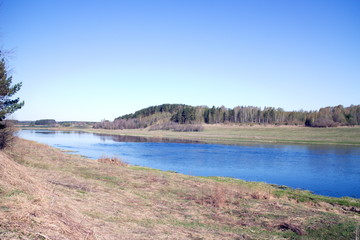 landscape, spring river in the morning