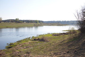landscape, spring river in the morning