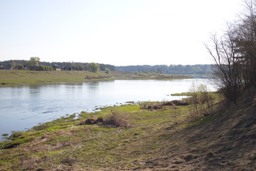 landscape, spring river in the morning