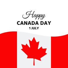 Fototapeta na wymiar Happy Canada Day. Vector. Canadian National Day banner with maple leaf and flag. Greeting card, poster, background template. Colorful illustration.