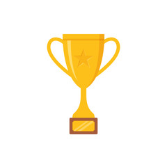 Award cup. Trophy prize. Champion reward icon. Vector. Flat design. Winner symbol isolated on white background. Cartoon illustration.