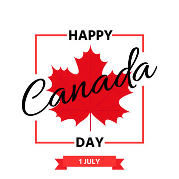 Canada Day. Vector. Happy Canada independence Day banner with maple leaf. Greeting card, poster, background template. Colorful illustration.