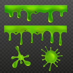 WebGreen dripping slime drops and blob shapes