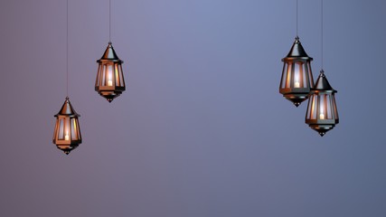 Fototapeta na wymiar Illuminated Arabic Lantern