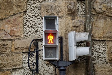 traffic light in the street in Bilbao city in Spain,  traffic light in the road