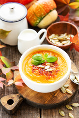 Bowl of pumpkin soup