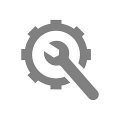 wrench with gear, wrench with hand , work tool icon
