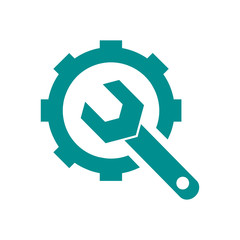 wrench with gear, wrench with hand , service tool , work  tool icon 