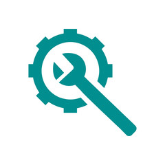 wrench with gear, wrench with hand , service tool , work  tool icon 