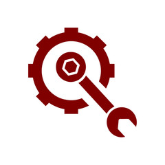 wrench with gear, wrench with hand , service tool , work  tool icon 
