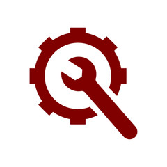 wrench with gear, wrench with hand , service tool , work  tool icon 
