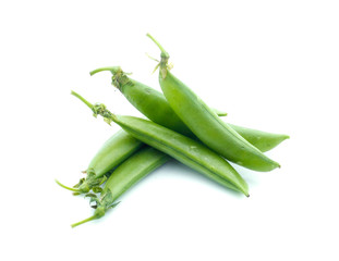 Fresh peas isolated on white background