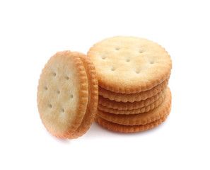 Sandwich cracker on white background