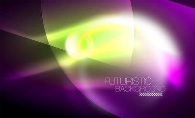 Blurred neon glowing round shapes, abstract circles and lights