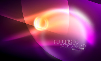 Blurred neon glowing round shapes, abstract circles and lights