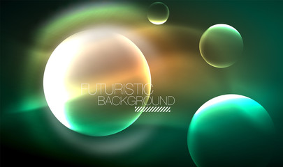 Vector glowing neon circles abstract background