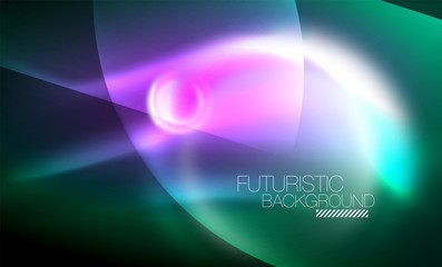 Vector glowing neon circles abstract background