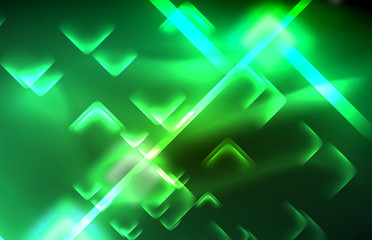 Neon shiny light lines on black, techno modern template