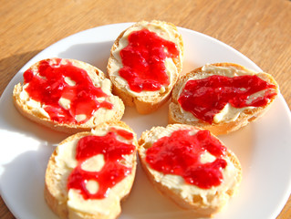 plate of bread and jam