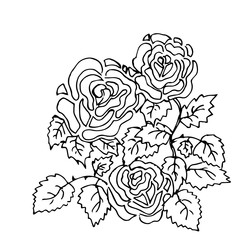 Beautiful summer pattern of flowers. Decoration from roses on a white background. Color book. Fashion in a vector illustration