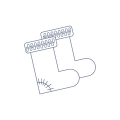 Vector felt boots for coloring. Illustration for children coloring book