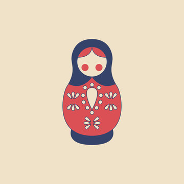recommend clip art: Vector matryoshka in modern flat style on light background. Poster with matryoshka 