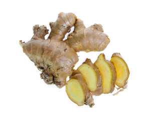 ginger root on white background