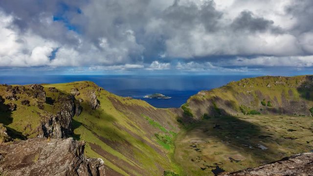Ranu kau volcano crater and birdman islands time lapse
