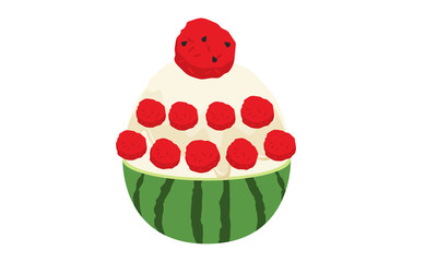 water melon bingsu illustration vector