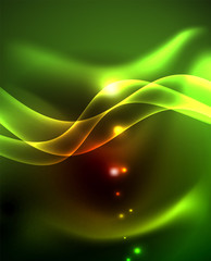 Obraz premium Neon color wave lines abstract background, magic techno futuristic light