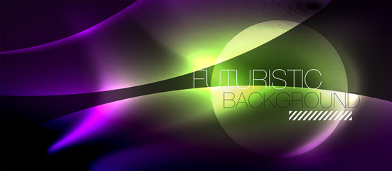 Glossy glowing neon light wave background