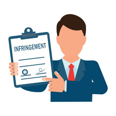 A  Infringement document. Flat design, white background.