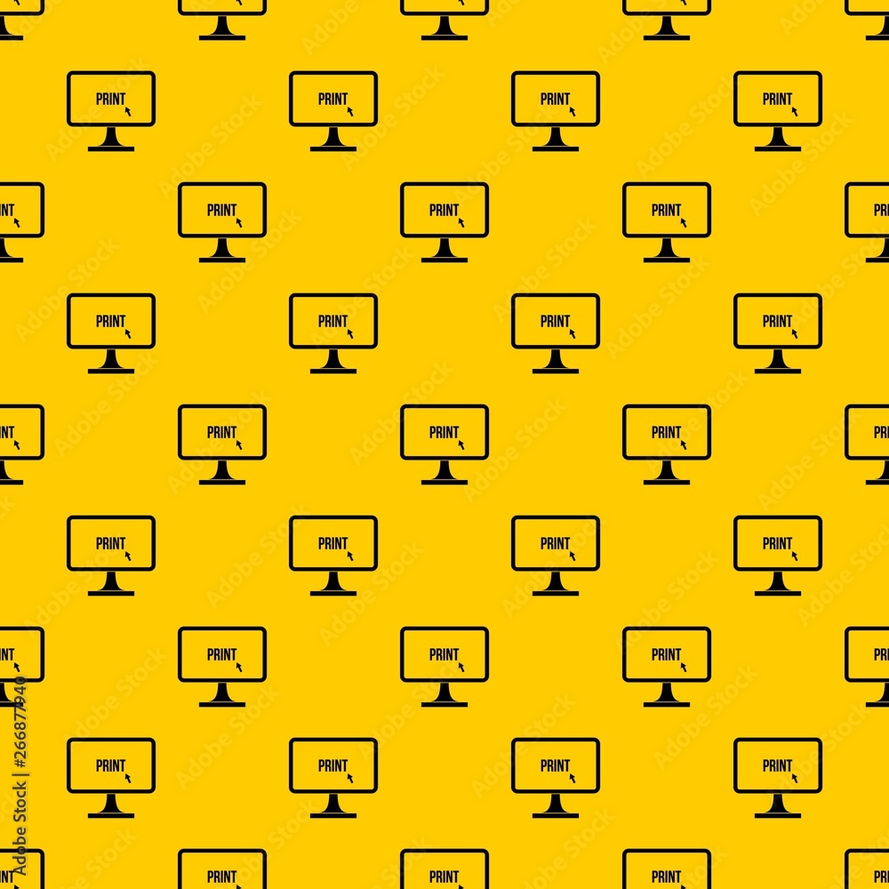 Poster print word on a computer monitor pattern seamless vector repeat geometric yellow for any design