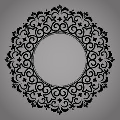 Decorative frame Elegant vector element for design in Eastern style, place for text. Floral black border. Lace illustration for invitations and greeting cards