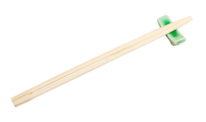 disposable wooden chopsticks served on rest